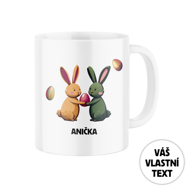 Hrnek s potiskem Velikonoční zajíčci se jménem