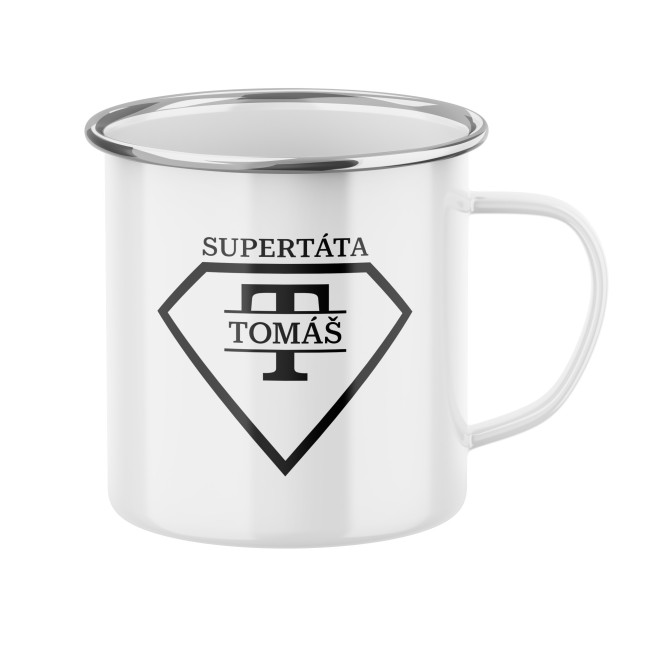 Hrnek s potiskem Supertáta - se jménem a inciálem