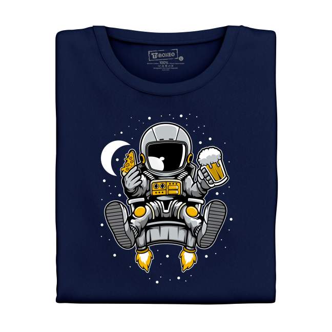 Pánské tričko s potiskem “Astronaut s pivem a pizzou”