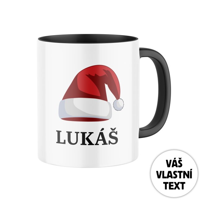 Keramický hrnek s potiskem Vánoční čepice a jménem