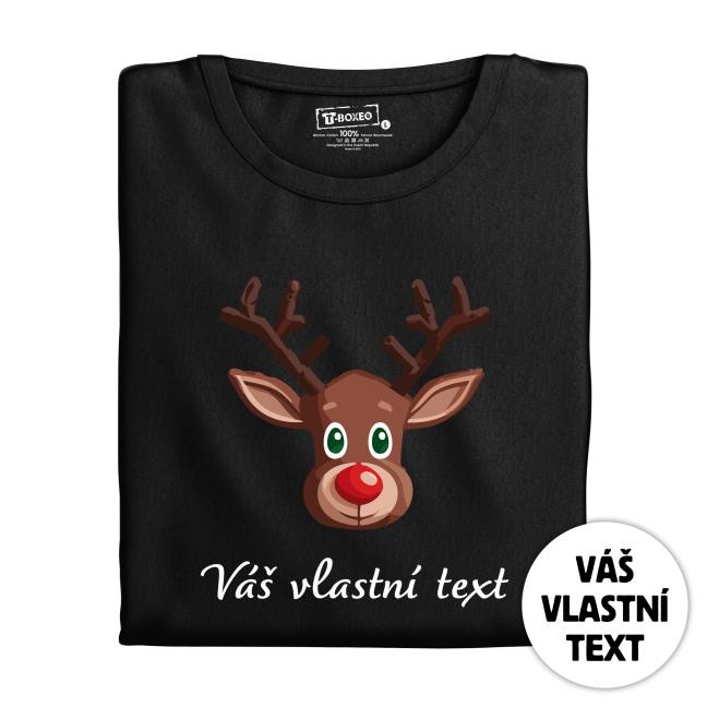Tričko s potiskem "Vánoční sobík - hnědý" s vlastním textem