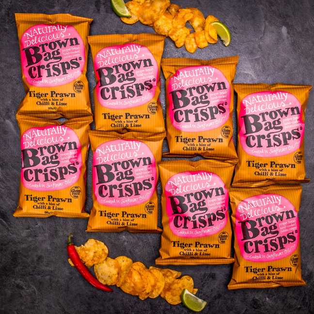 Brambůrky Brown Bag Crisps - krevety a limetka 40 g