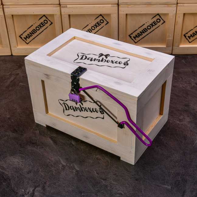 Prázdná truhla se zámečkem a pilkou bílá