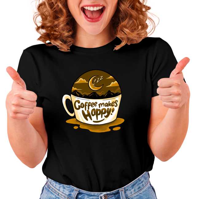 Tričko s potiskem “Coffee Makes Happy”