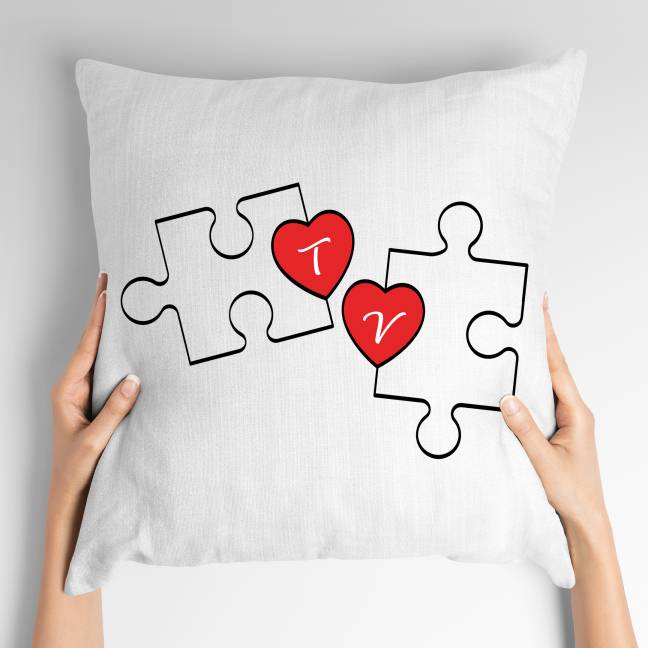 Polštář s potiskem zamilované puzzle