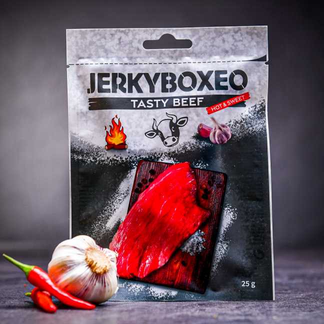 Mírně pálivé sušené hovězí maso Jerkyboxeo 25 g