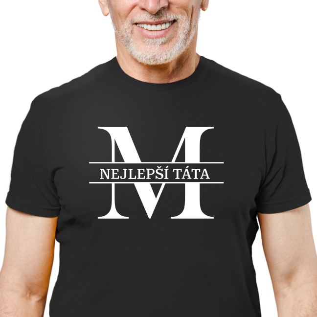 Pánské tričko s motivem "Nejlepší táta" - s iniciálou