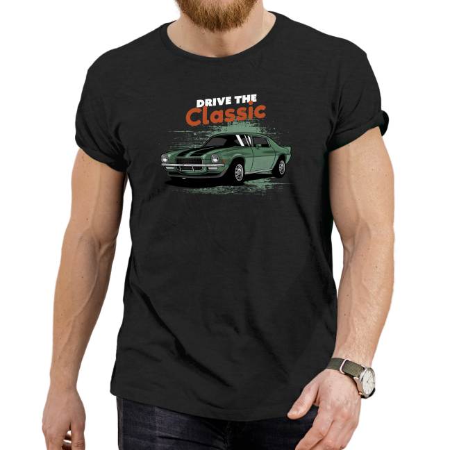 Pánské tričko s potiskem “Ride the Classic, zelený Mustang"