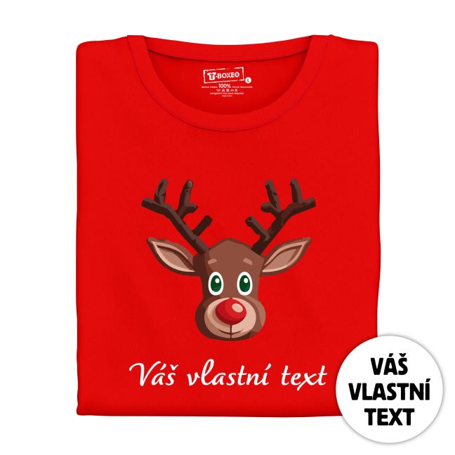 Tričko s potiskem "Vánoční sobík - hnědý" s vlastním textem